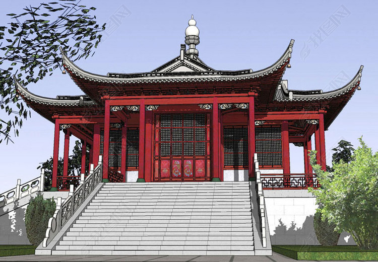 古建宫殿SU平面设计图下载(图片13.43MB)_建