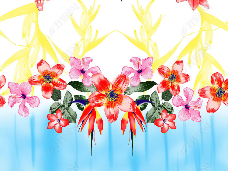 2018新款数码印花图案流行时尚元素花朵图片