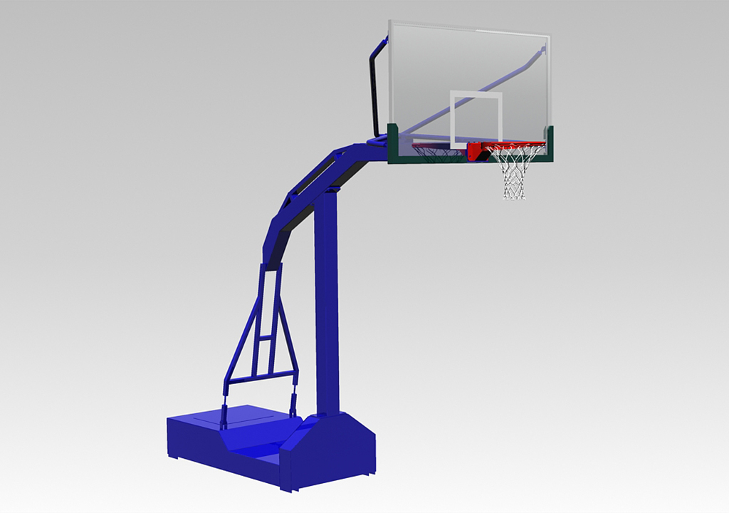 凹箱式篮球架3d效果图