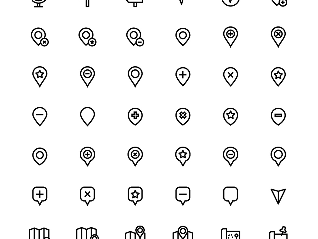 100款最完整所有行业地图图标icon图片