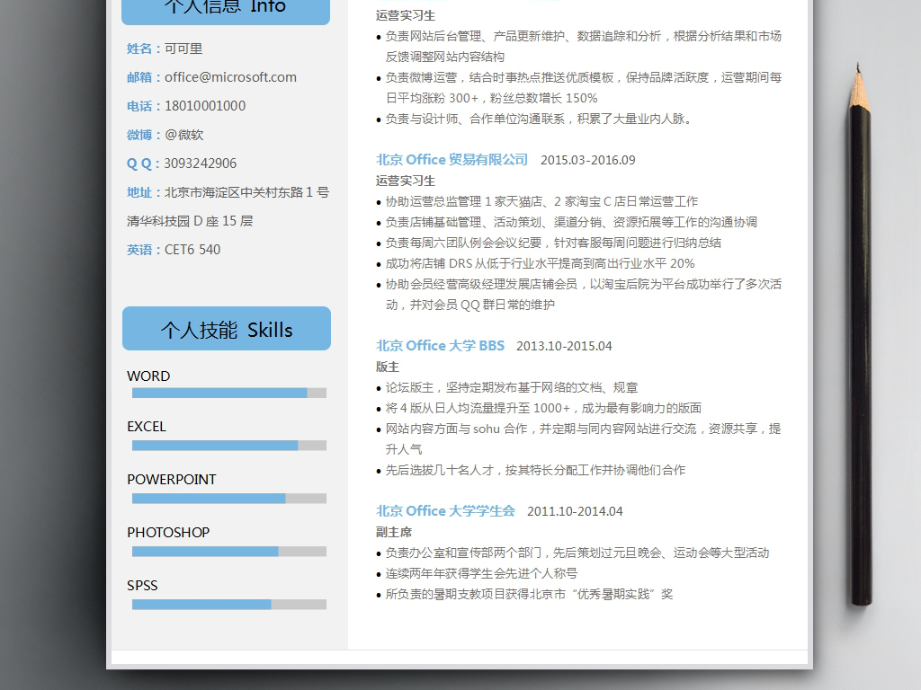 wps运营推广简模板a4简历a4个人简历个人简历a4求职简历模板求职模板图片