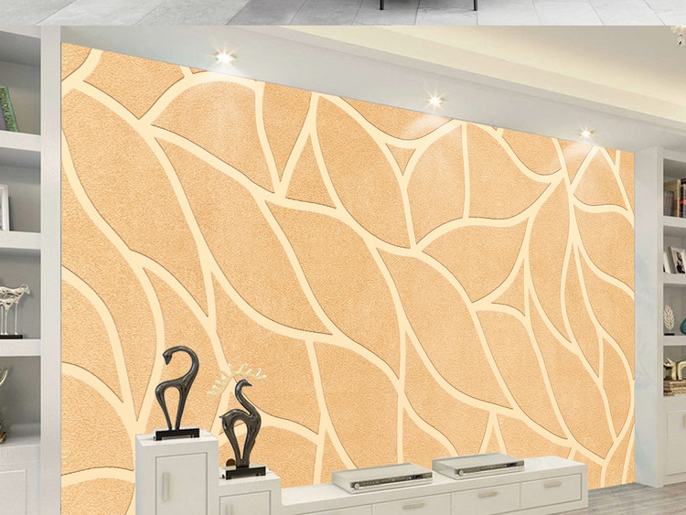 现代简约几何树叶线条立体图案电视背景墙