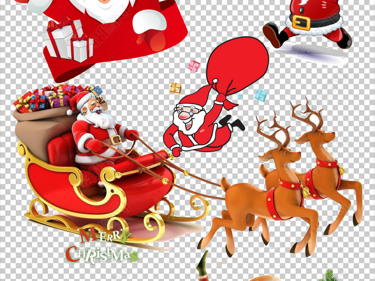 圣诞节圣诞老人海报素材PNG集合图片下载pn