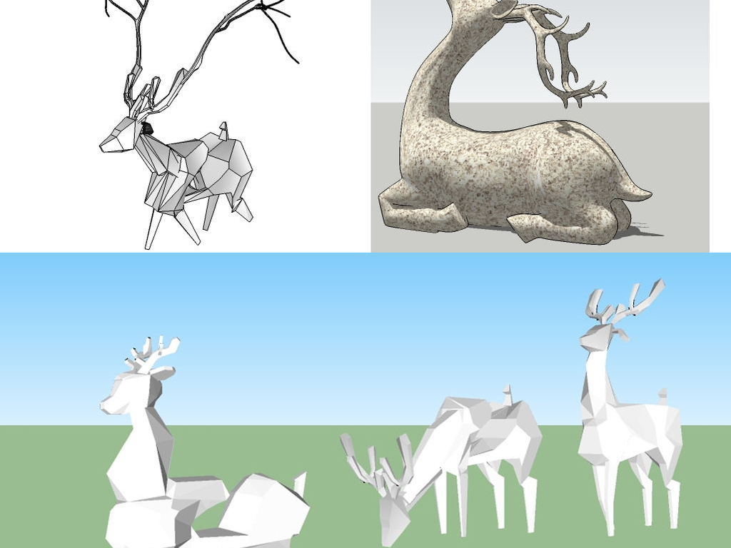 创意鹿雕塑SU模型