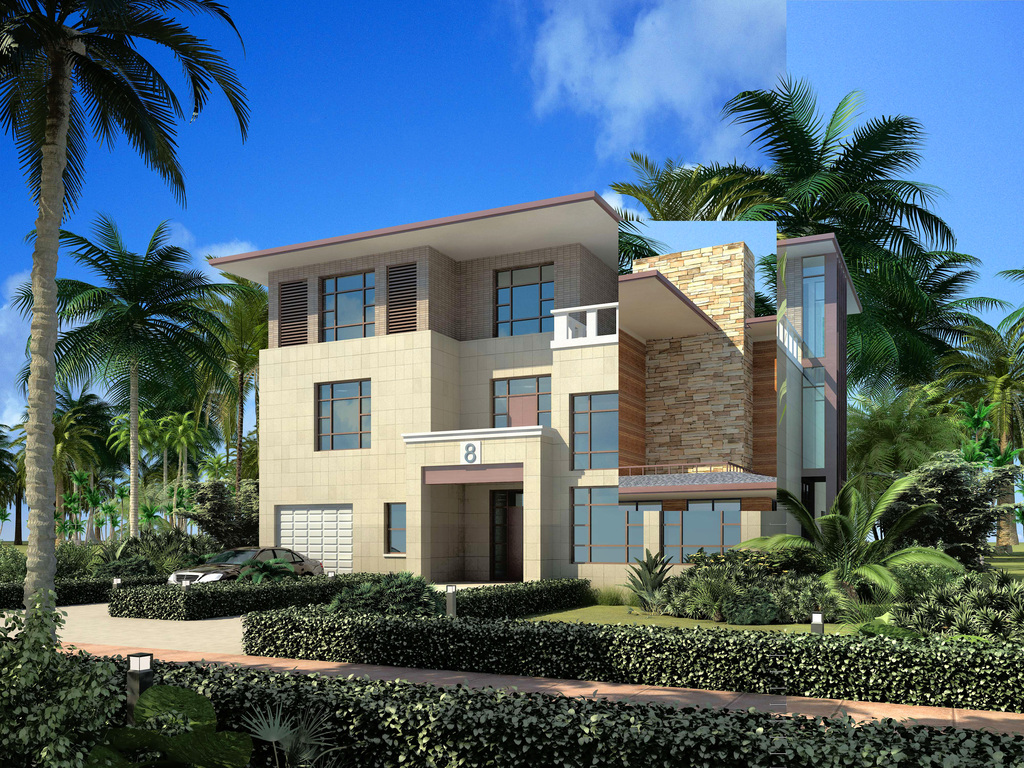 现代别墅单体住宅3dmax模型景观素材