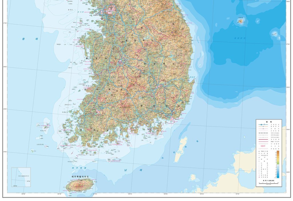 朝鲜半岛地图高清大图(韩语)图片