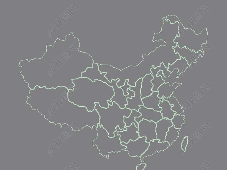 中国地图简约线条版PSD分层源文件
