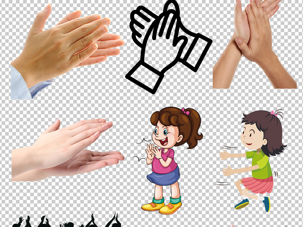 卡通热烈欢迎拍手鼓掌双手姿势手部素材下载