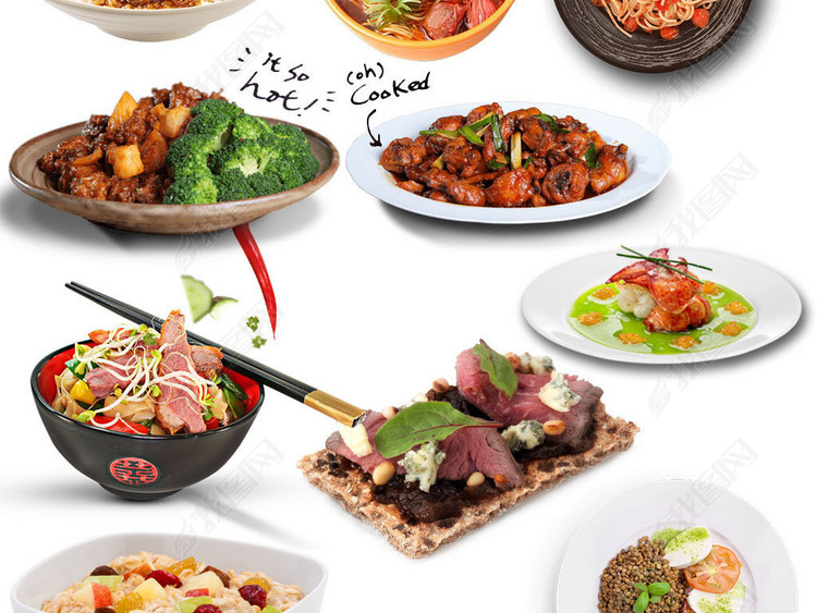 美食熟食餐饮餐厅菜谱菜品菜肴烧鸡面食素材
