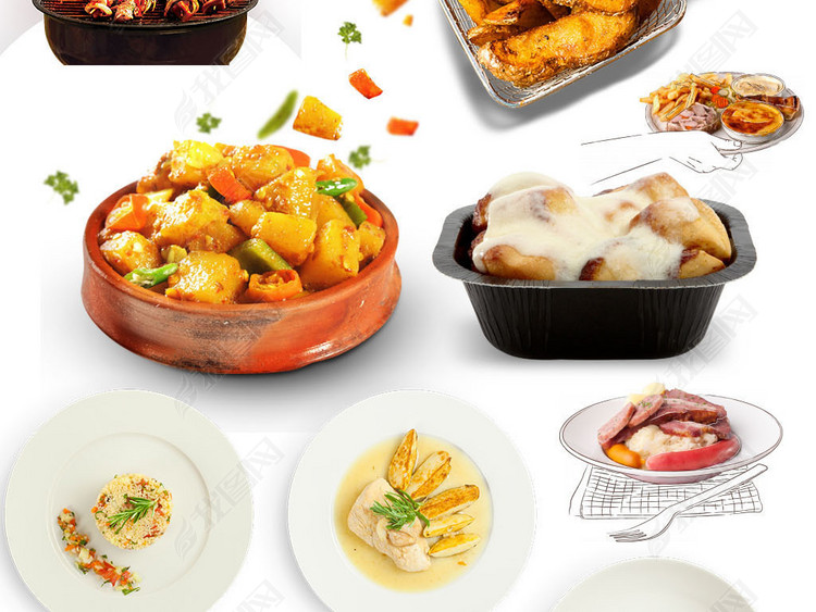 美食熟食餐饮餐厅菜谱菜品菜肴烧鸡面食素材