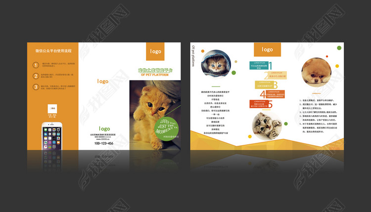 宠物APP手机软件介绍宣传单三折页设计