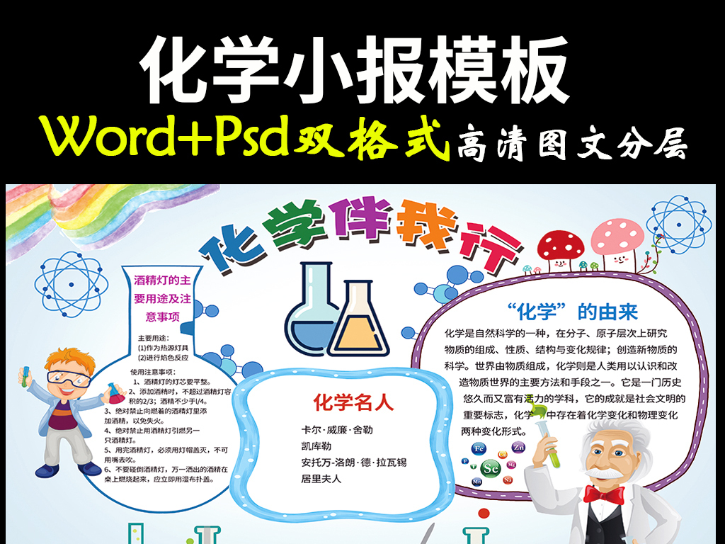 化学物理读书小报背景花边模板图片素材_psd下载(91.