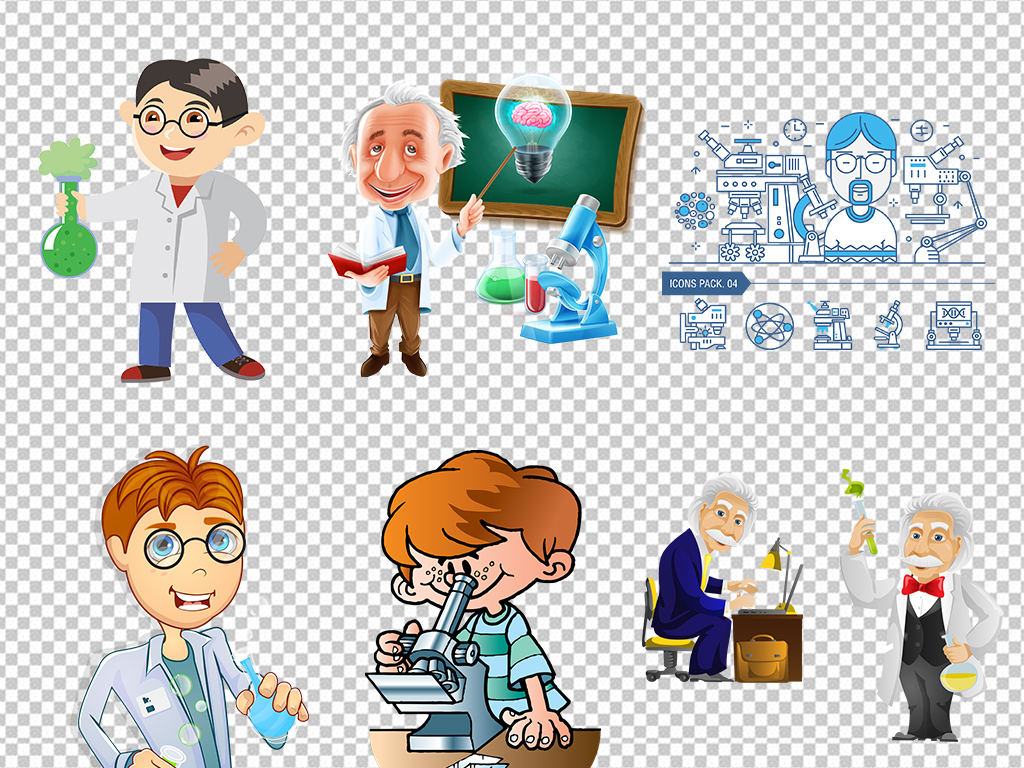 卡通科学家医学生物学家png海报素材
