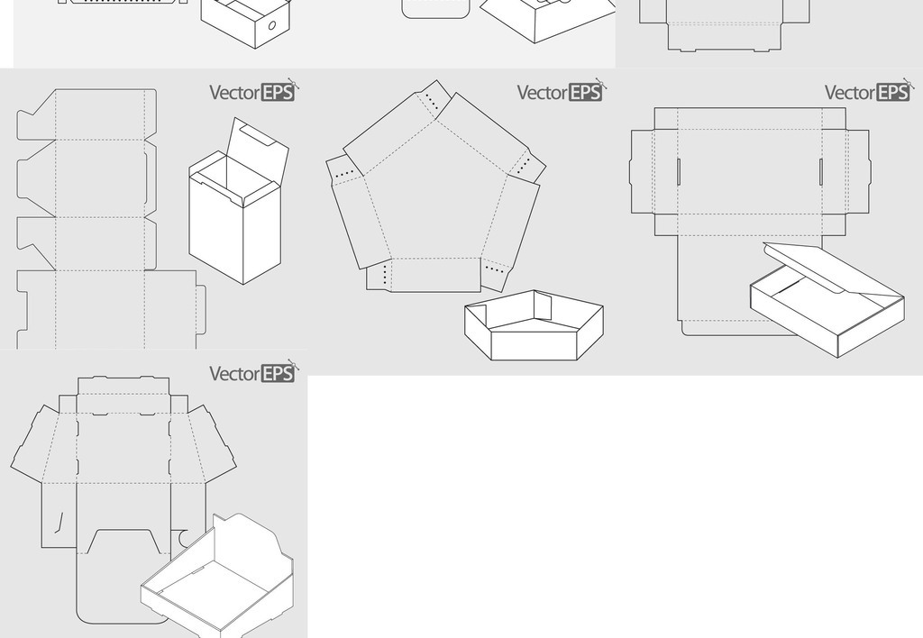 产品包装盒展开图设计图纸模板
