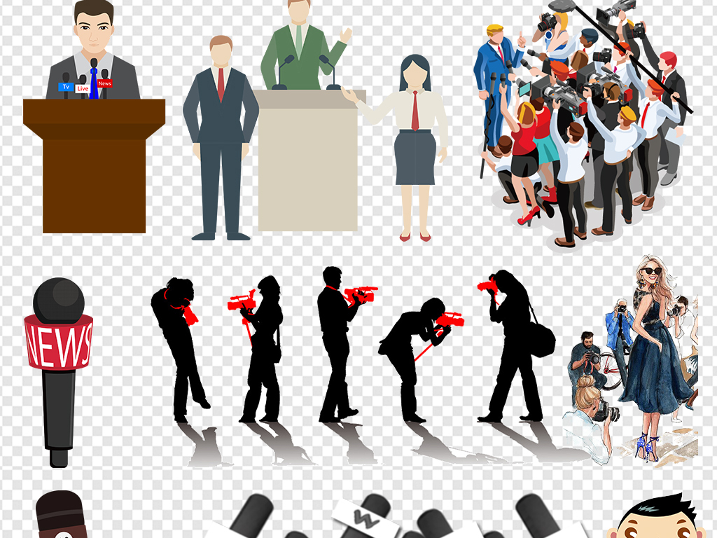 新闻采访记者麦克风素材