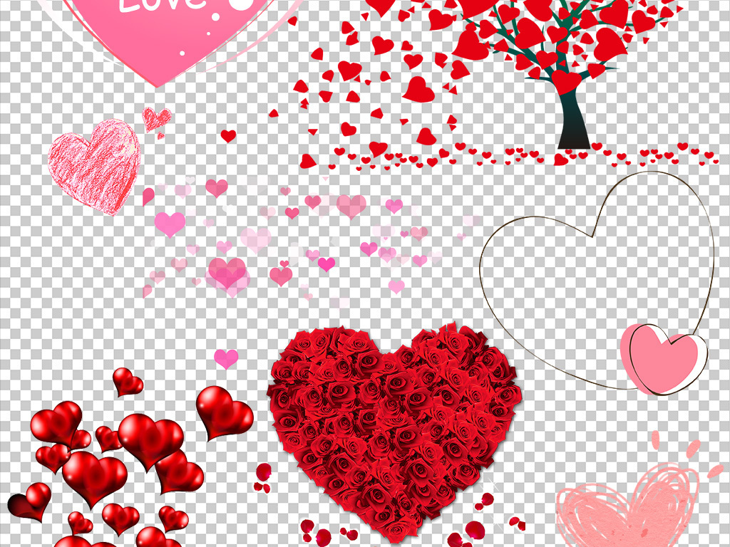 66款爱心心形心动七夕情人节png素材