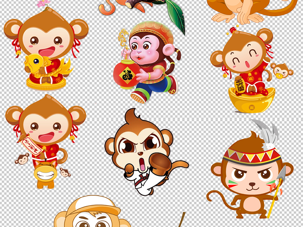 猴年人物卡通猴子动物元素