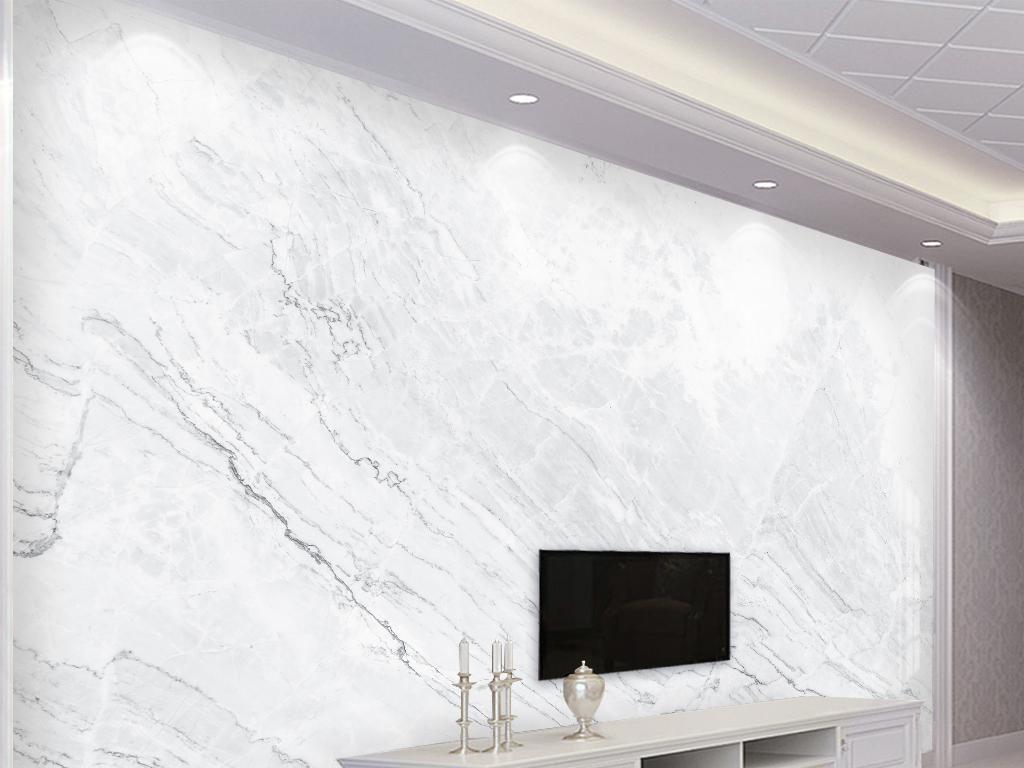 白色流水高山大气北欧大理石背景墙
