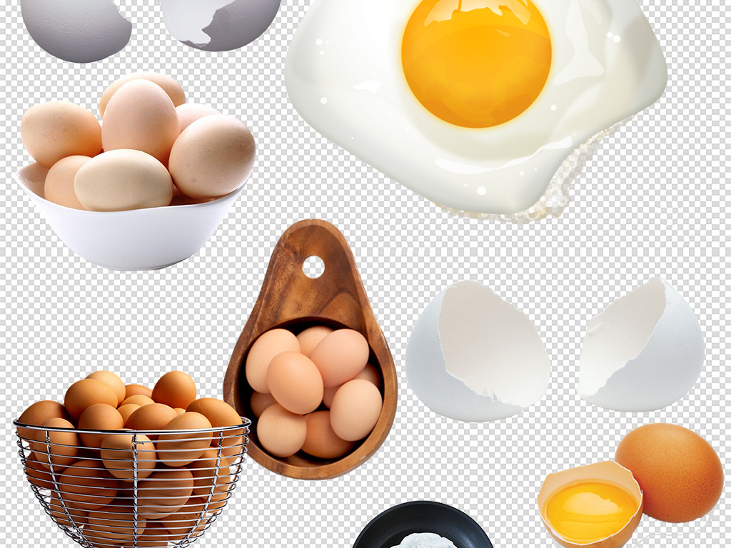 鸡蛋煎蛋蛋黄蛋壳蛋液蛋白png免扣素材