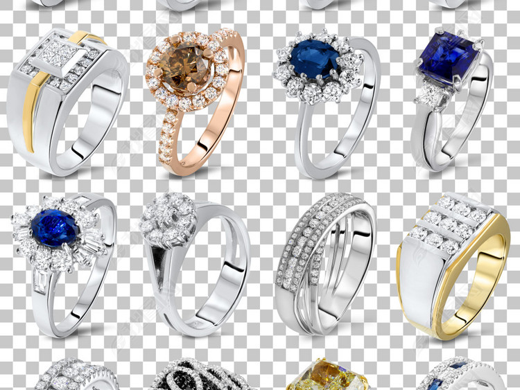 新婚结婚戒指宝石砖石戒指免抠PNG素材图片
