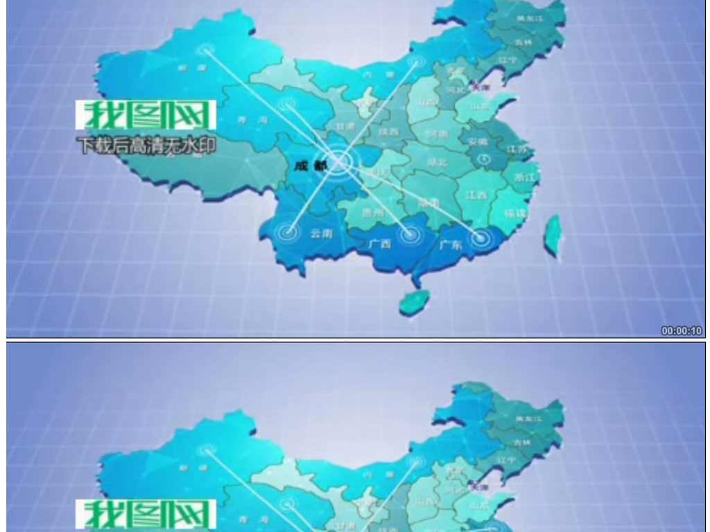 视频模板 ae模板 其他视频 > 中国地图省份辐射科技ae模板  0 %图片