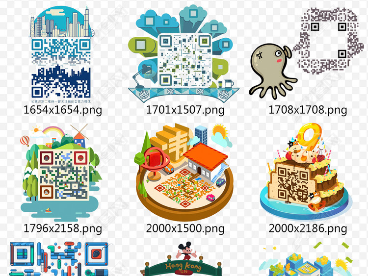 高清创意二维码图形微信扫码关注公众号图片下