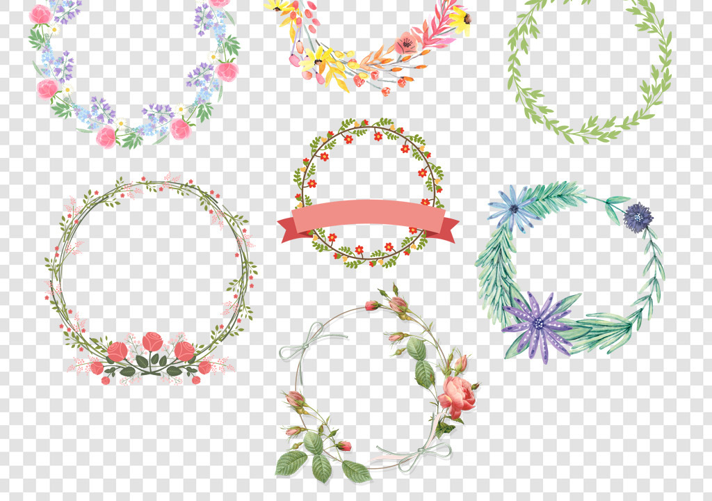 花环花边花卉边框png素材