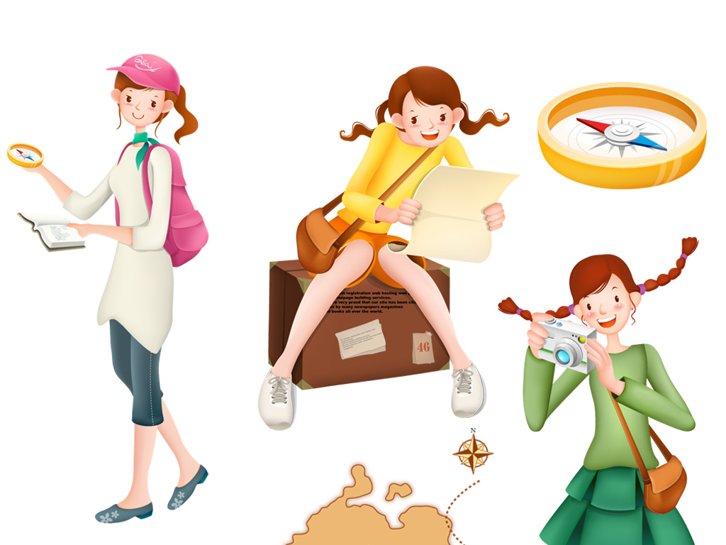 卡通可爱女孩子校园学生幼儿园儿童插图装饰设计psd分层素材