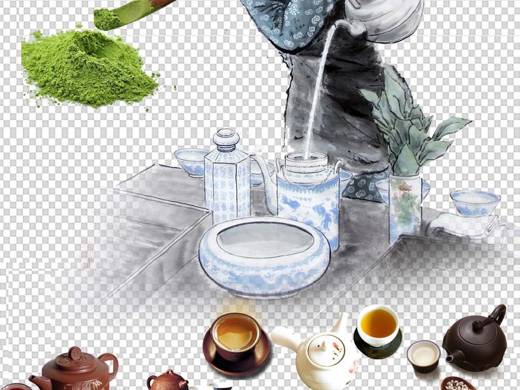 茶道茶文化茶具png海报素材