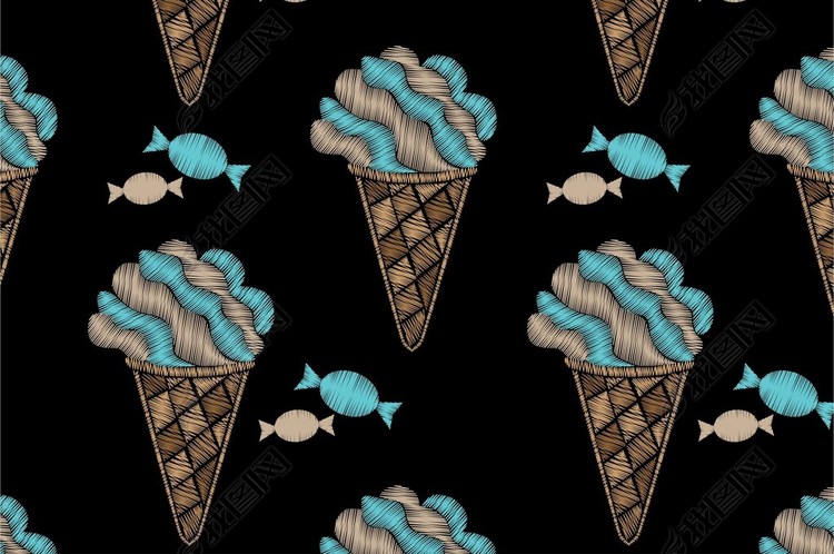 美食世界零食印花糖果冰淇淋雪糕循环图案