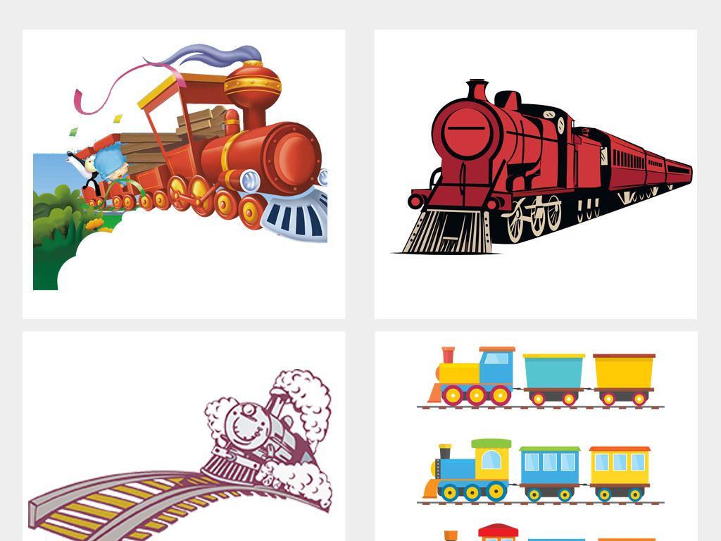卡通火车动车高铁儿童玩具海报png素材