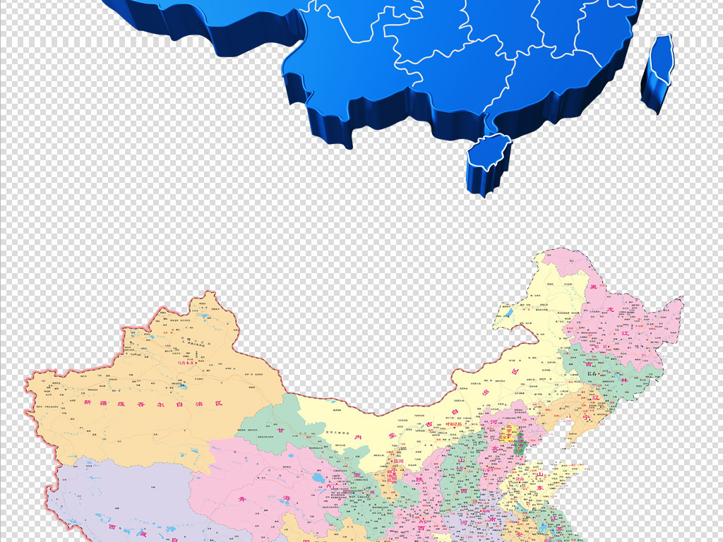 2017年彩色高清世界中国地图PNG元素