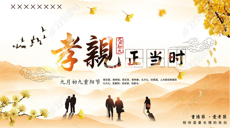 重阳节孝亲敬老爱老节海报展板psd