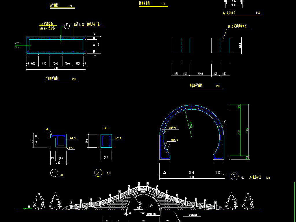 原创园林景观亭桥cad平面设计图