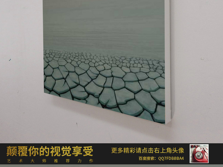 浅绿色干旱干裂表层纹理抽象装饰画