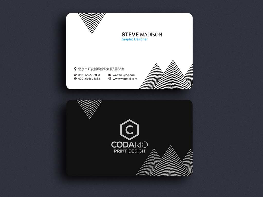 时尚简约黑色名片模板