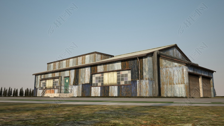 破旧的铁皮房子3D模型图片下载max素材-其他