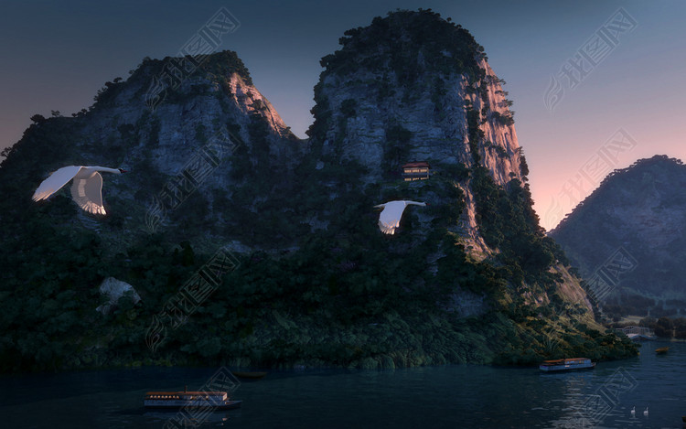 3D动画山脉山体大山秦岭泰山峡谷云海模型