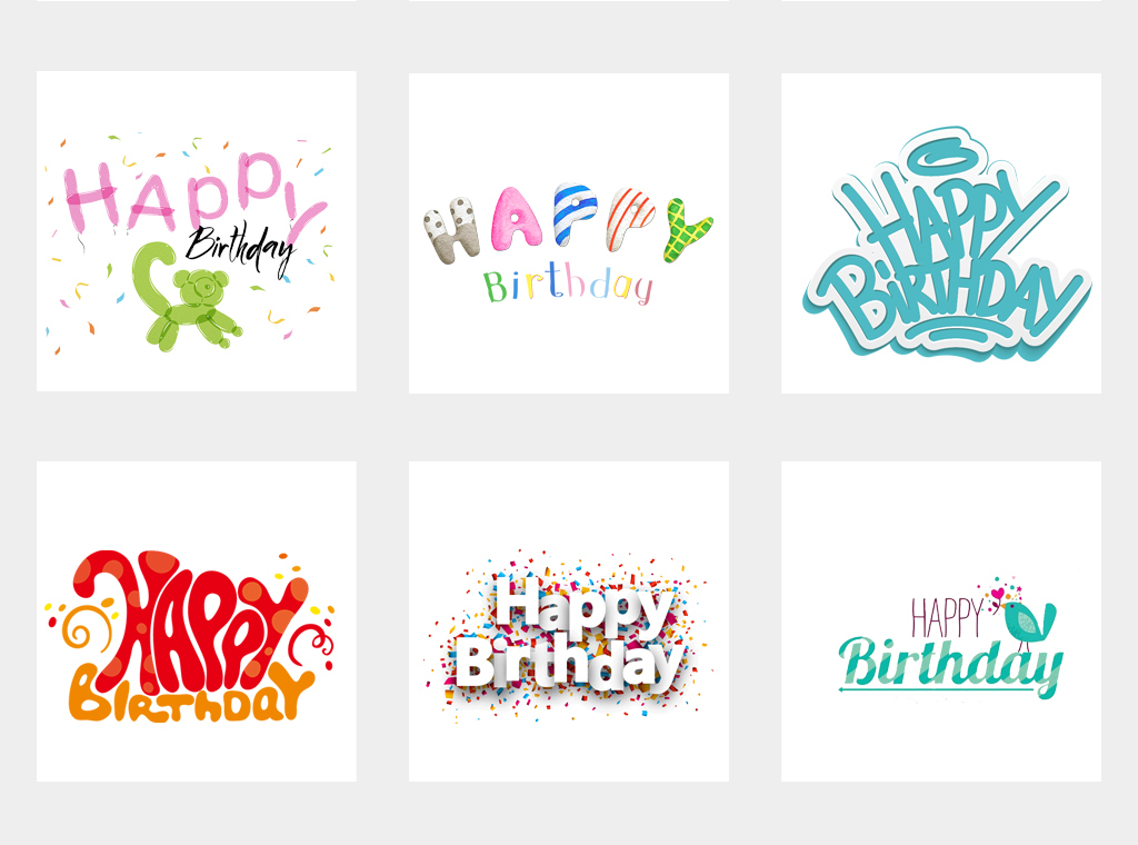 可爱卡通生日快乐字体蜡烛庆祝海报素材