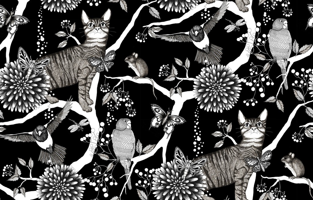 新款高清手绘植物花纹数码印花图案图片设计素材_模板