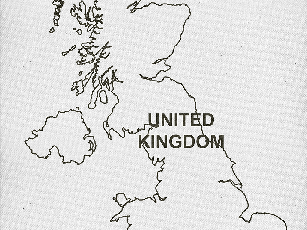 简约黑白线描英格兰地图客厅挂画玄关装饰画图片