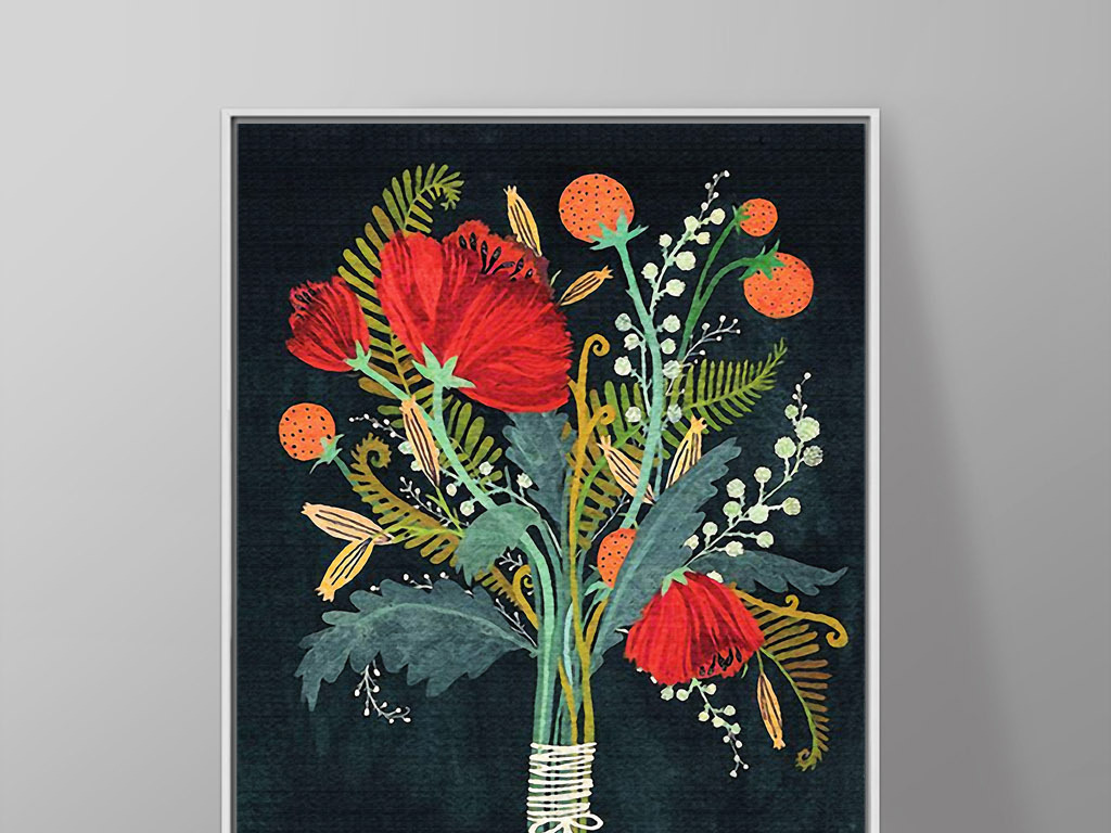 花卉花束一束花北欧小清新手绘欧式装饰画