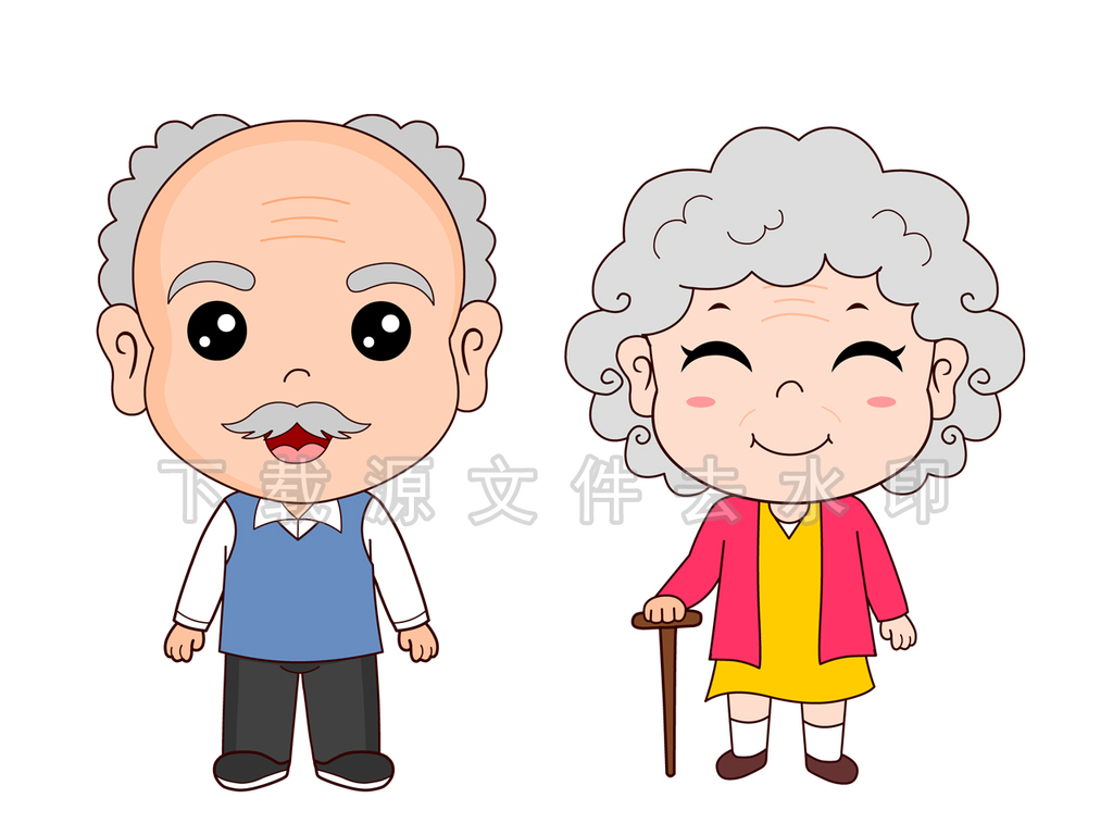 卡通爷爷奶奶外公外婆老头老太动漫高清图