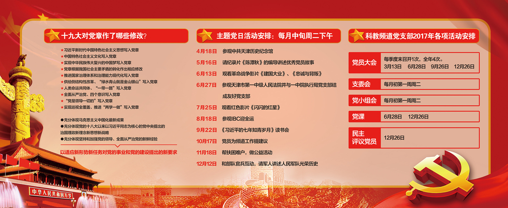 党的十九大精神会议新章程展板宣传栏设计分层