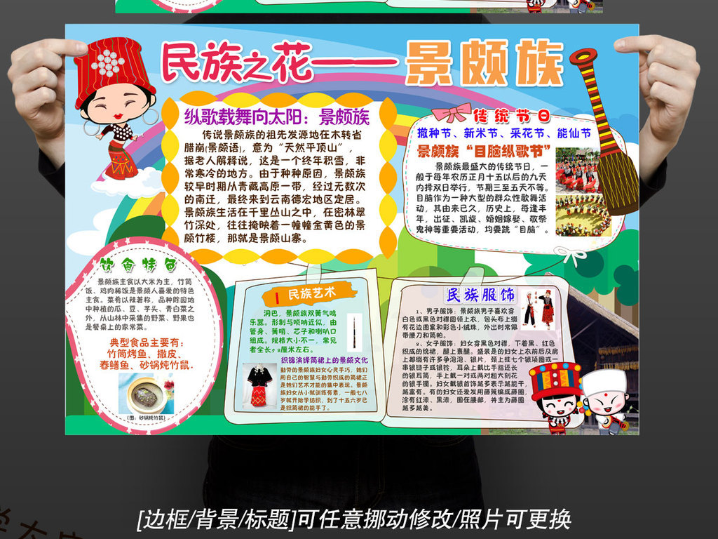 少数民族景颇族我爱家乡习俗美食文化民族团结