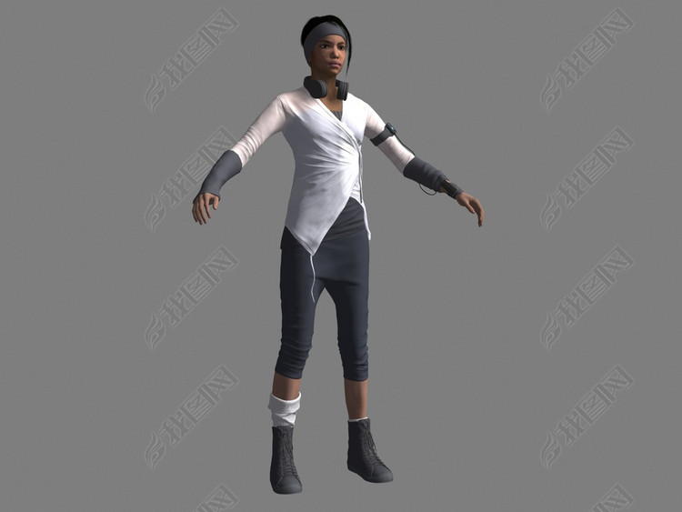 次世代休闲女孩晨跑装备齐全带耳机健身女孩