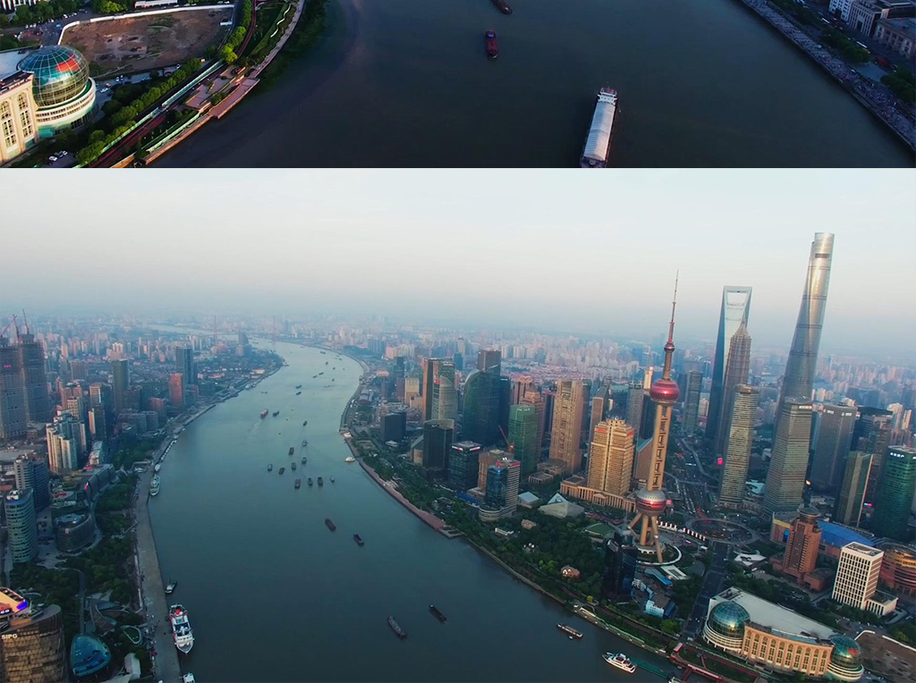 航拍魔都上海全景视频