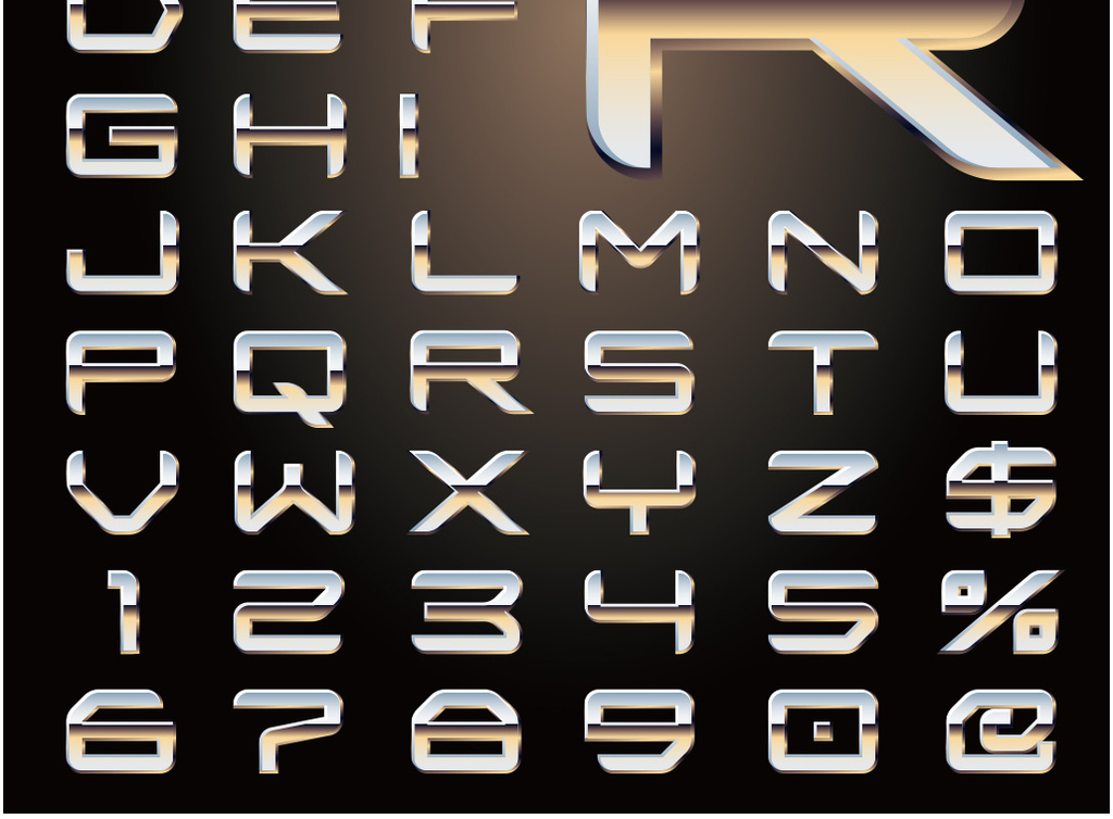 创意3d立体金属英文字母字体设计矢量
