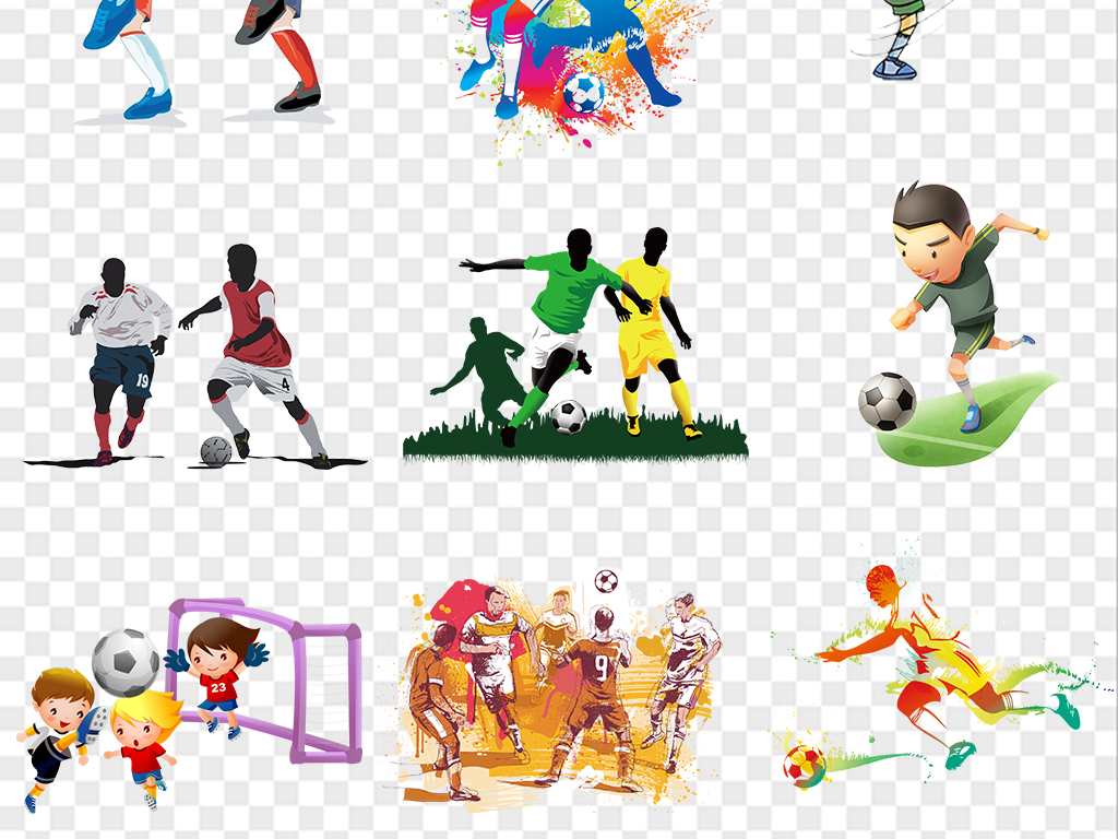 卡通儿童玩耍踢足球图片海报素材