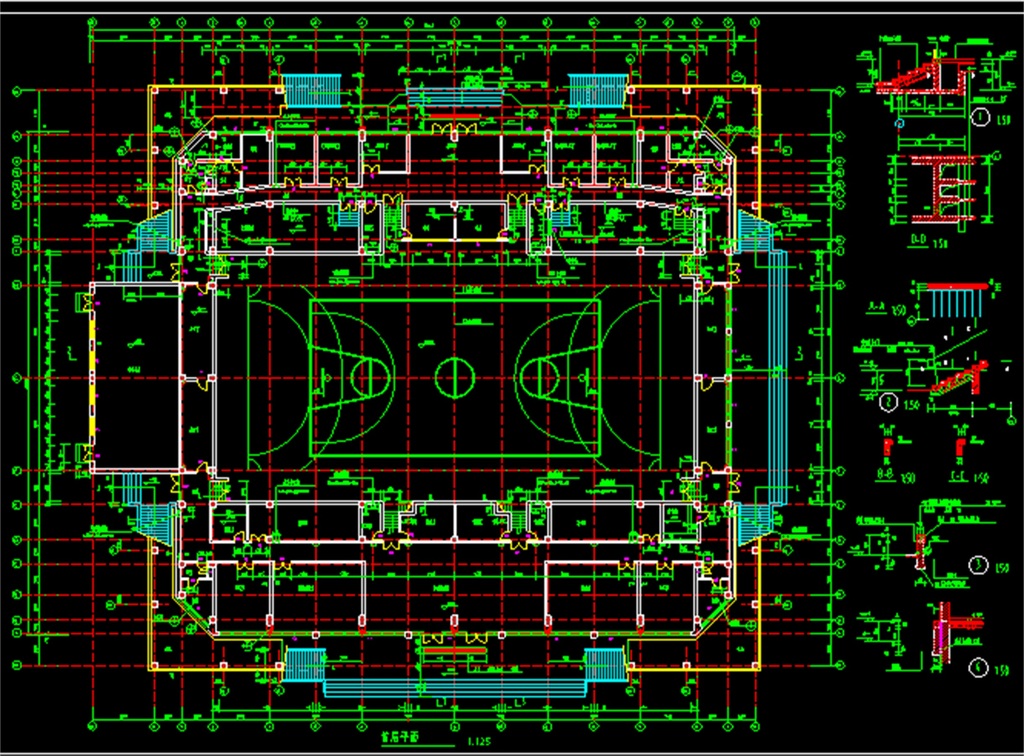 体育馆cad建筑施工平面图